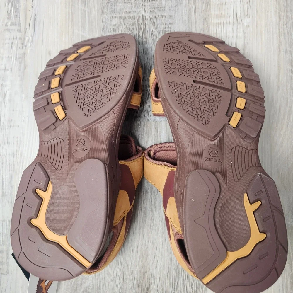 Zeba Summer Breeze ZSD301 Mens 11 Sandals Beige Genuine Leather Comfort Hiking